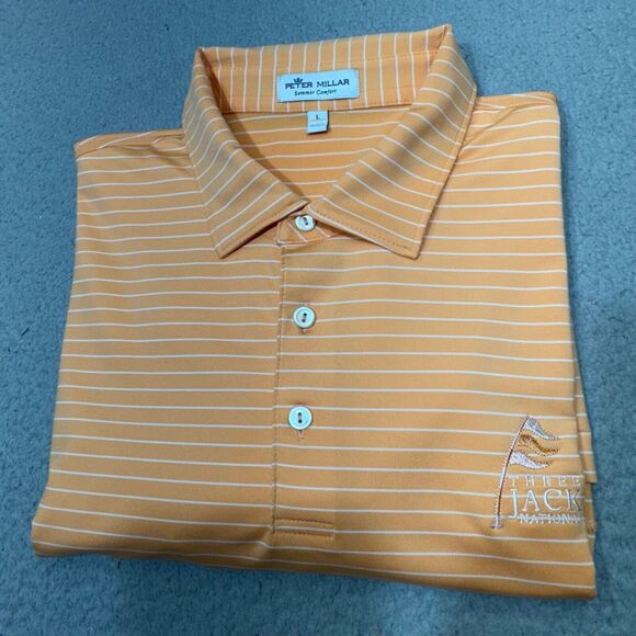 Peter Millar Polo Shirt Mens Large Orange Golf Summer Comfort Golfer Jack Casual - Picture 1 of 12